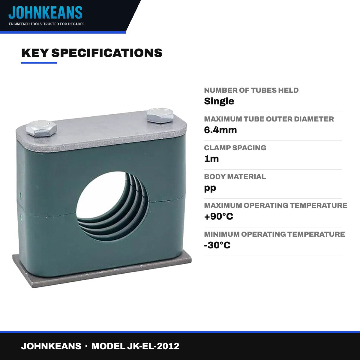 Johnkeans JK-EL-2012 – Single Tube Clamp 6.4 mm