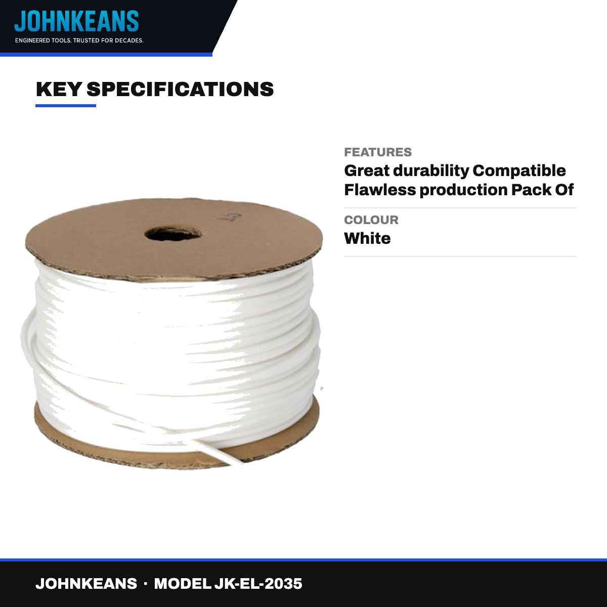 Johnkeans JK-EL-2035 – PVC Ferrule Printing Sleeve 2.5 mm, White