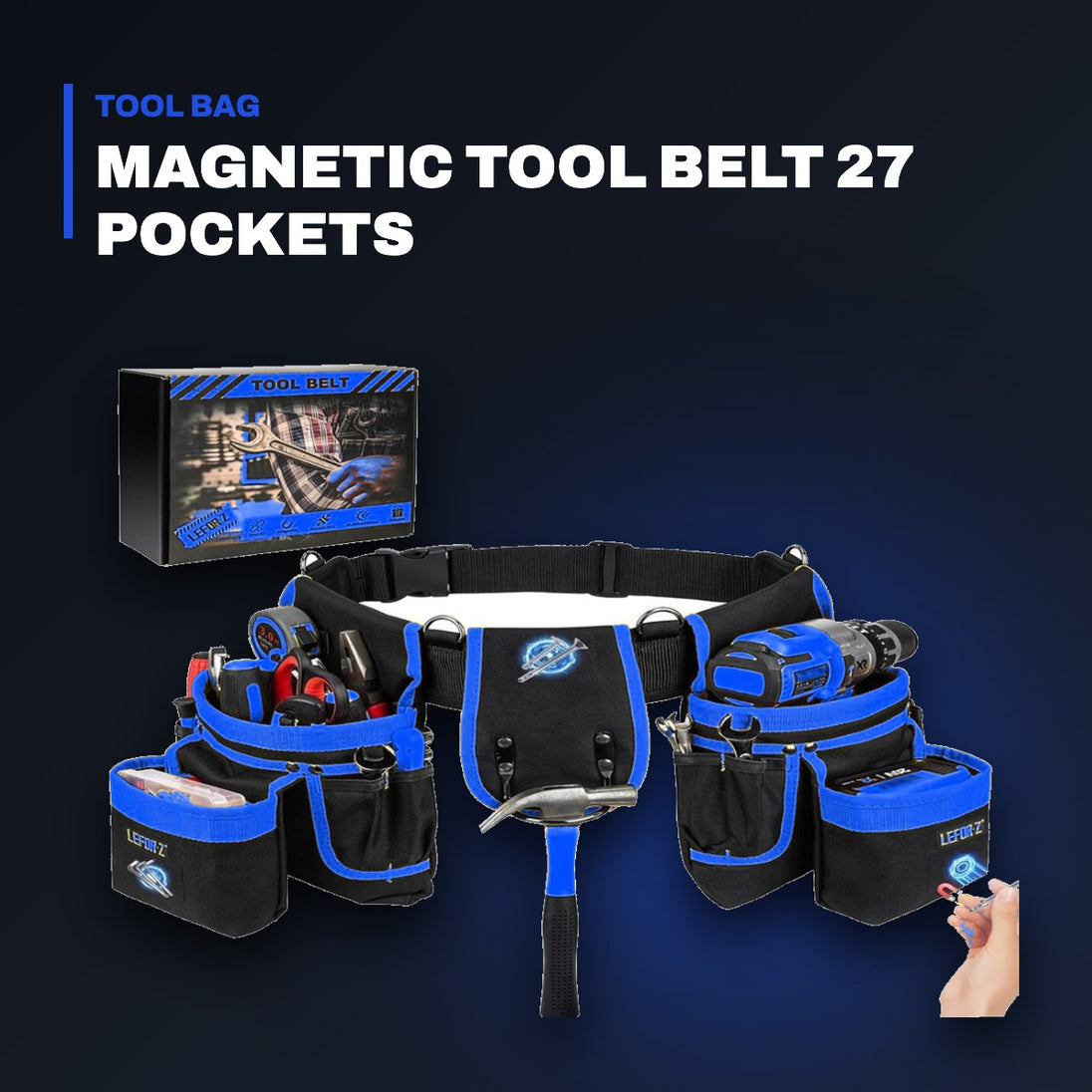 Johnkeans JK-EL-2040 – Magnetic Tool Belt 27 Pockets