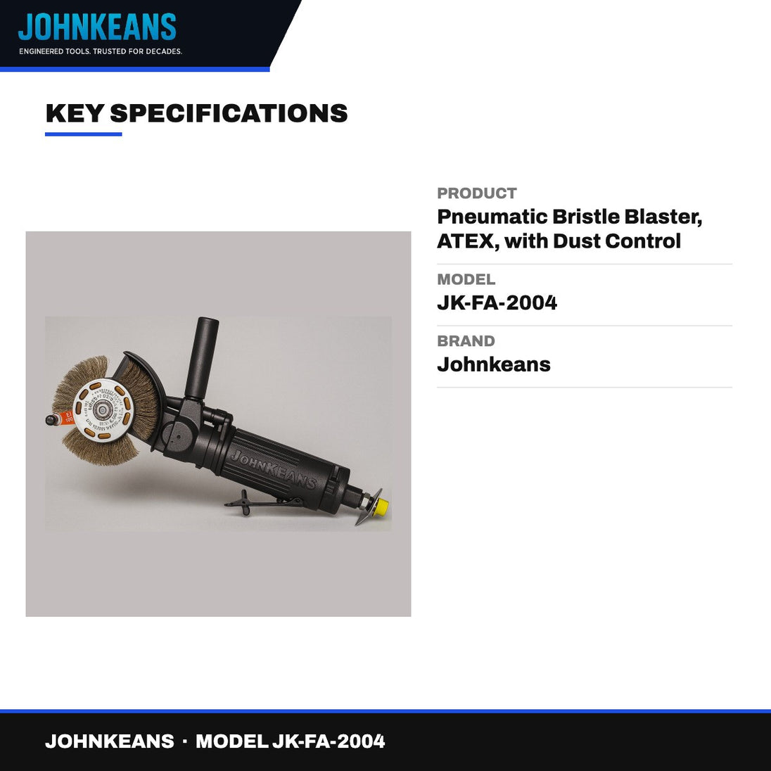 Johnkeans JK-FA-2004 – Pneumatic Bristle Blaster, ATEX, with Dust Control