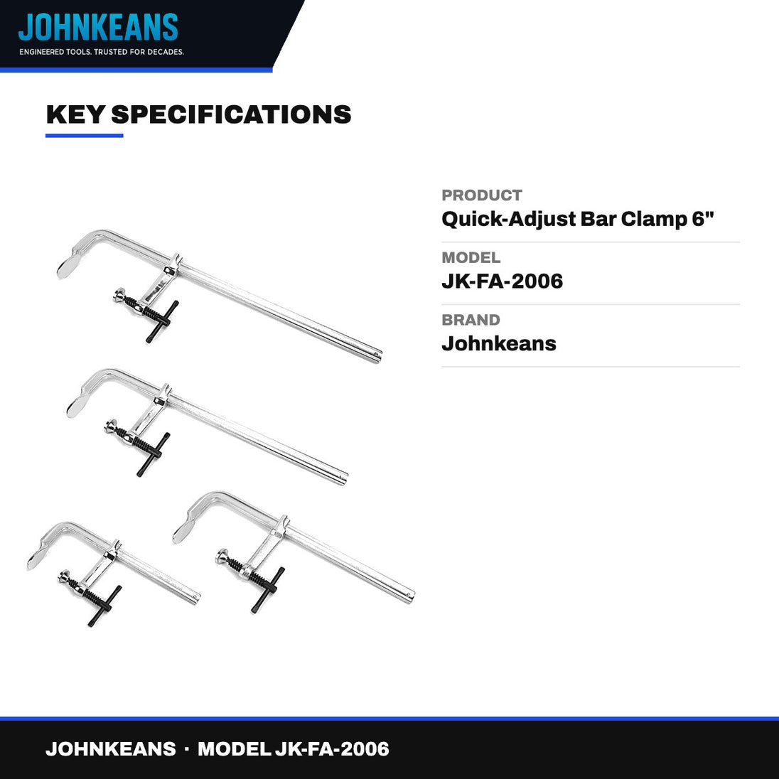 Johnkeans JK-FA-2006 – Quick-Adjust Bar Clamp 6"