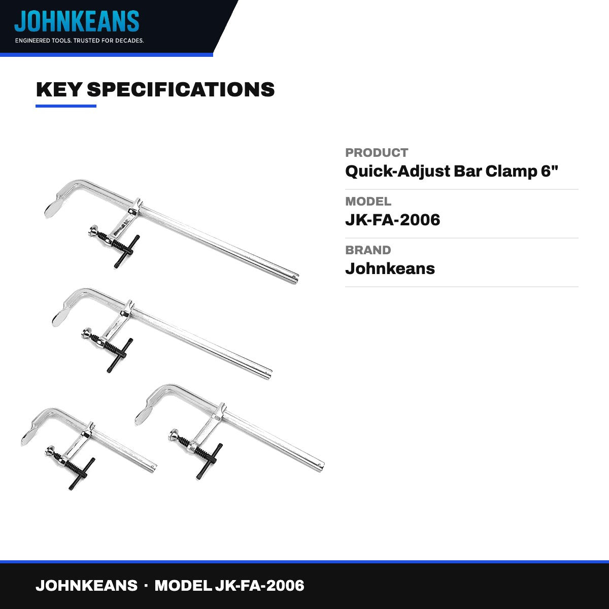 Johnkeans JK-FA-2006 – Quick-Adjust Bar Clamp 6"