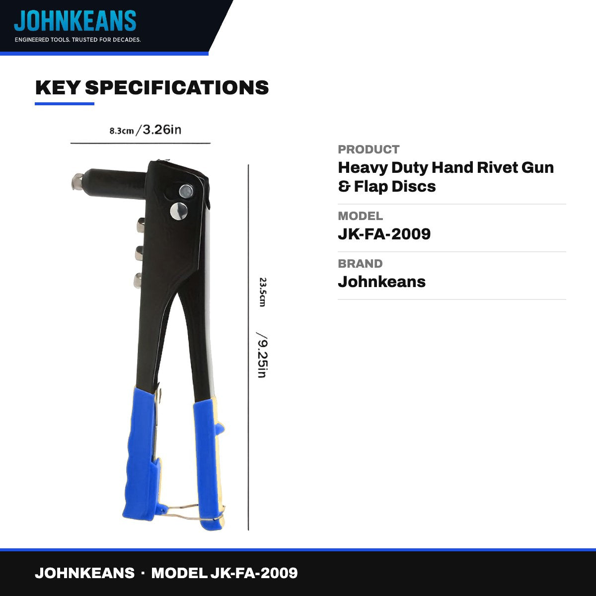 Johnkeans JK-FA-2009 – Heavy Duty Hand Rivet Gun & Flap Discs