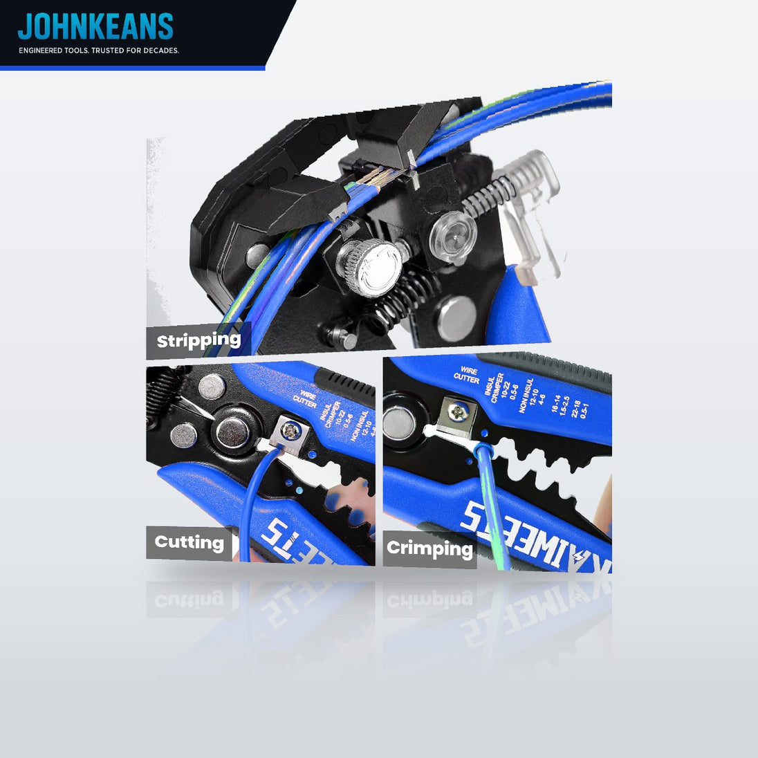 Johnkeans JK-HT-2036 – Automatic Wire Stripper Cutter – Crimping Stripping 3 In 1
