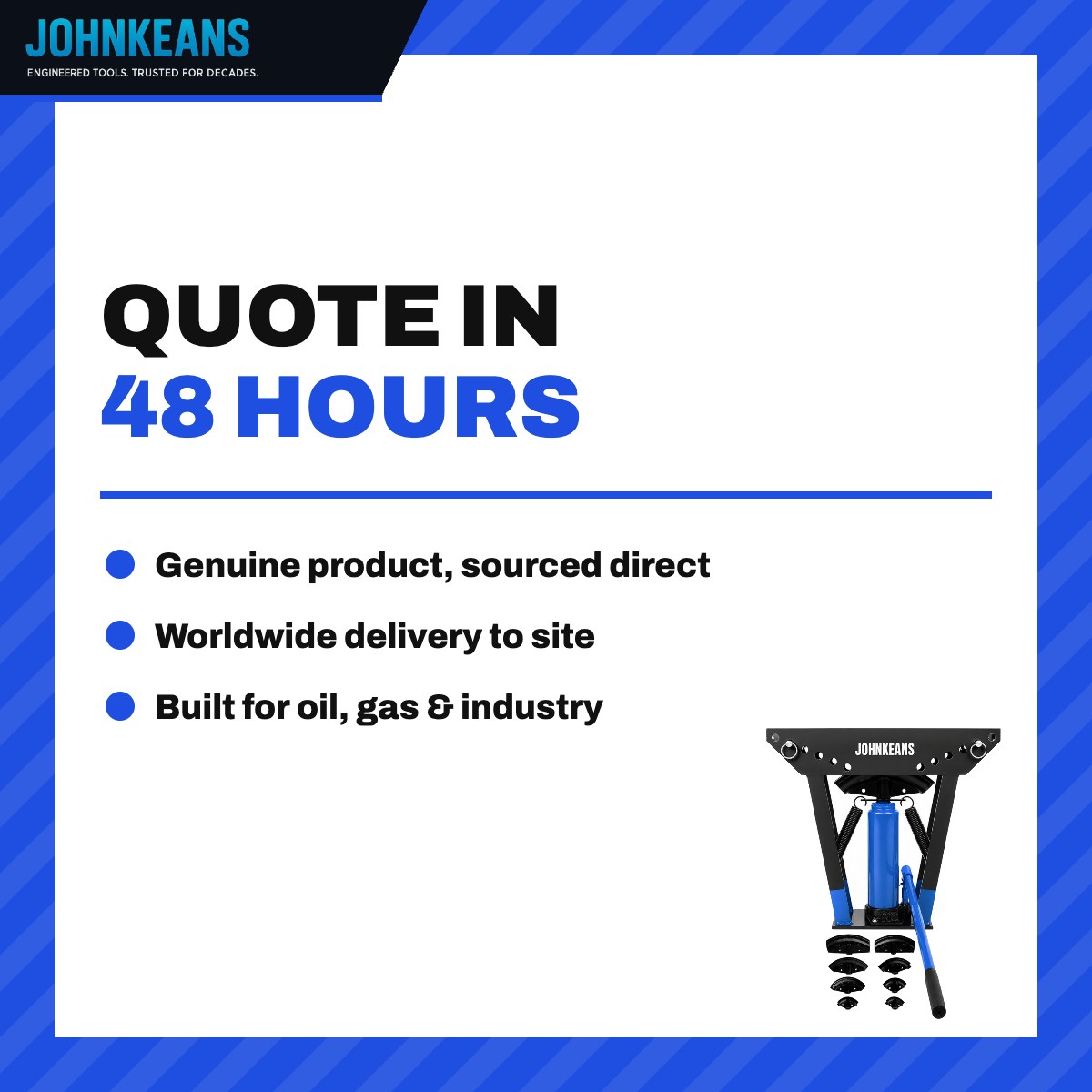 Johnkeans JK-GS-2003 – Hydraulic Pipe Bender 12 Ton with 6 Dies (1/2" – 2")