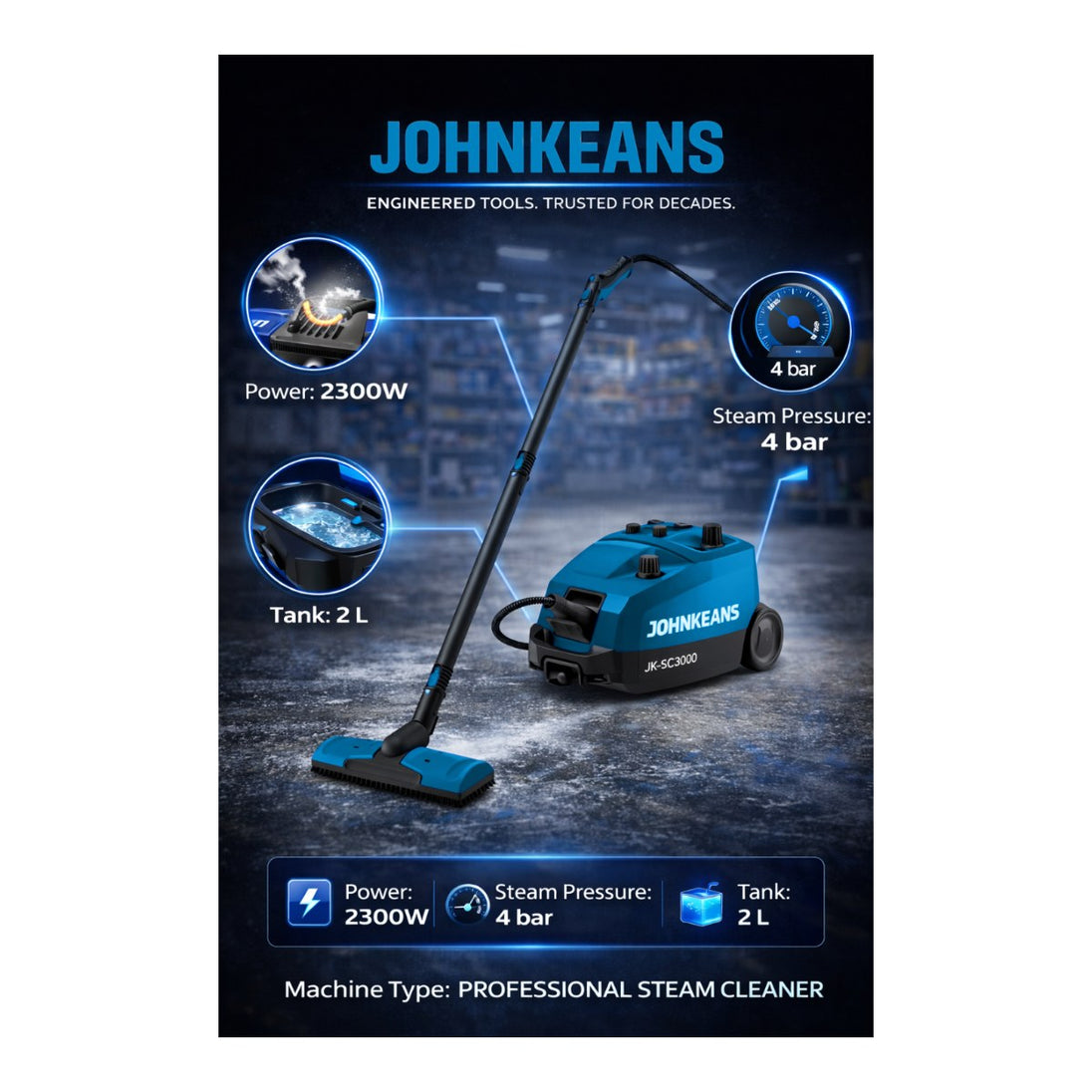 Johnkeans JK-GS-2008 – Commercial Vapor Steam Cleaner 8 lb/hr