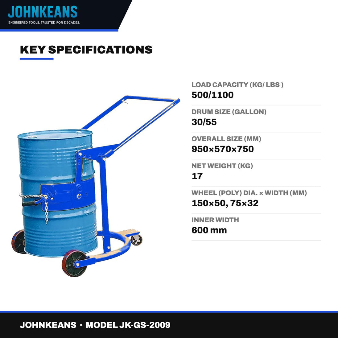 Johnkeans JK-GS-2009 – Mobile Drum Carrier 500 kg