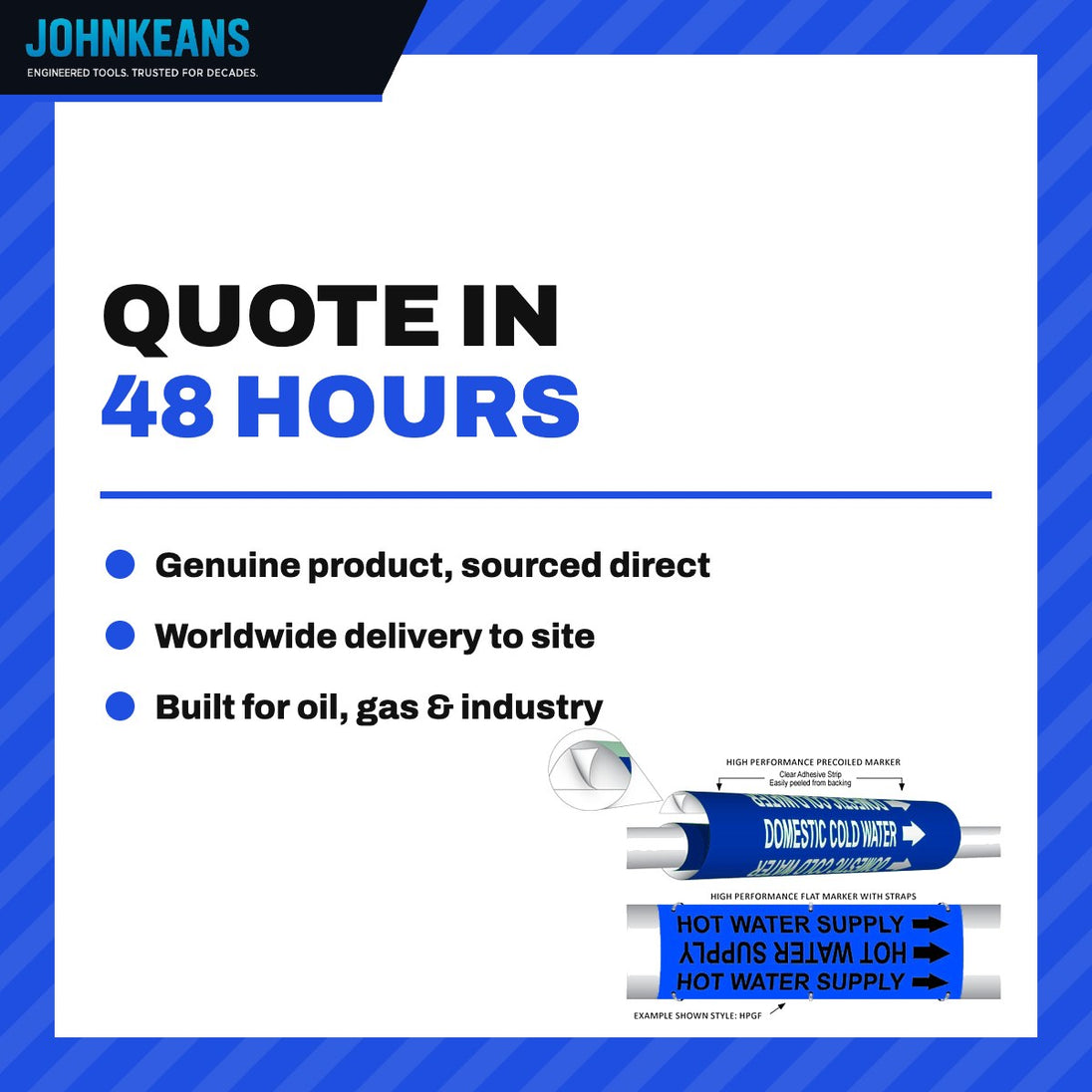 Johnkeans JK-GS-2019 – Enhanced Polyester Pipe Marker, UV Resistant