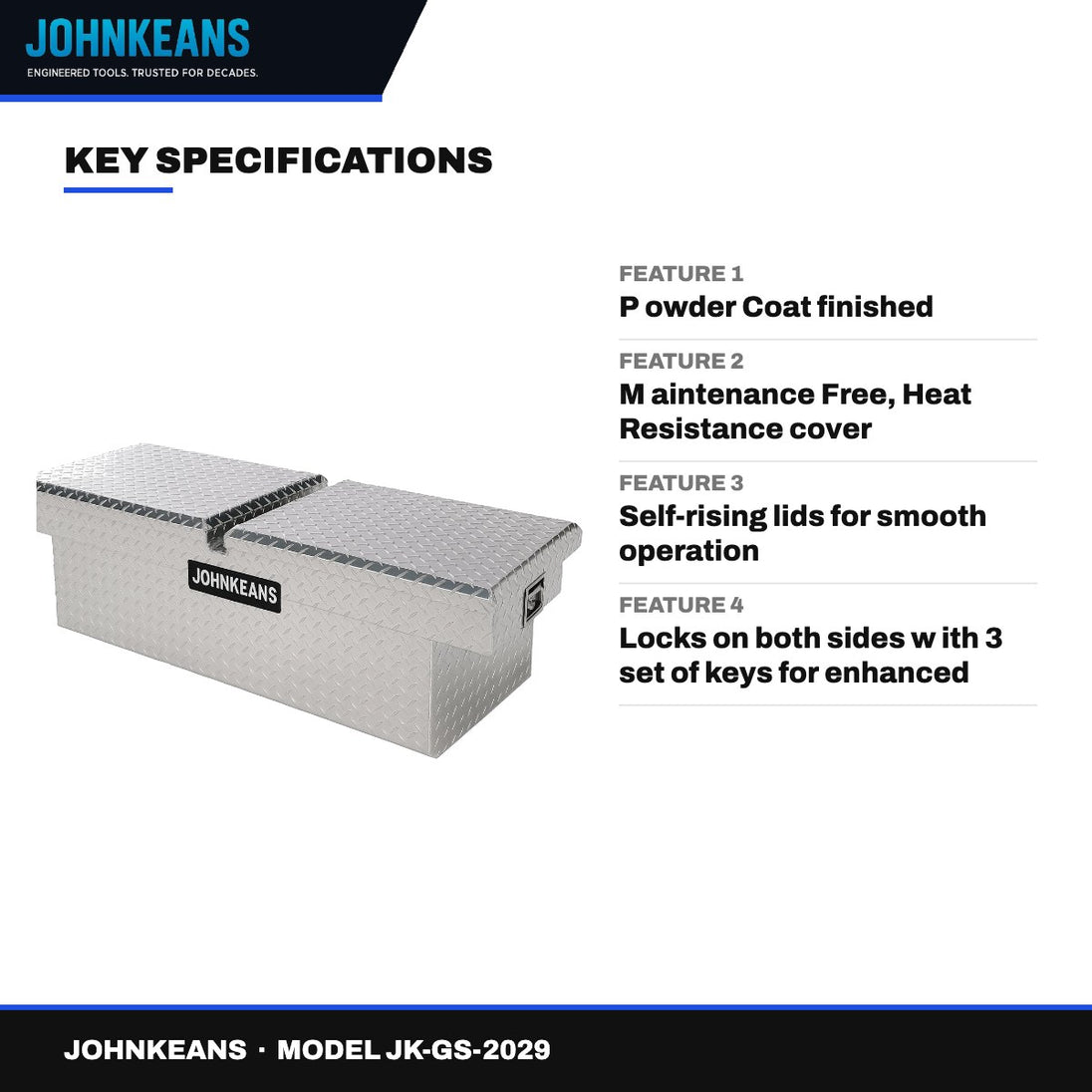 Johnkeans JK-GS-2029 – Heavy Duty Gull-Wing Cross Bed Deep Truck Box