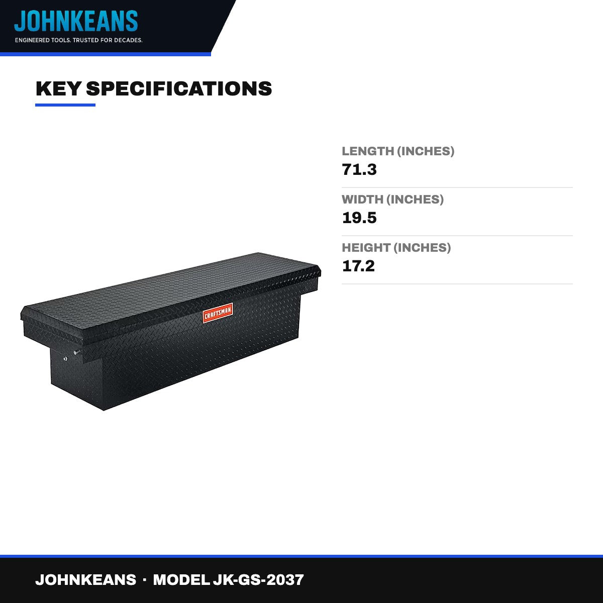 Johnkeans JK-GS-2037 – Aluminium Crossover Truck Tool Box 71" Matte Black