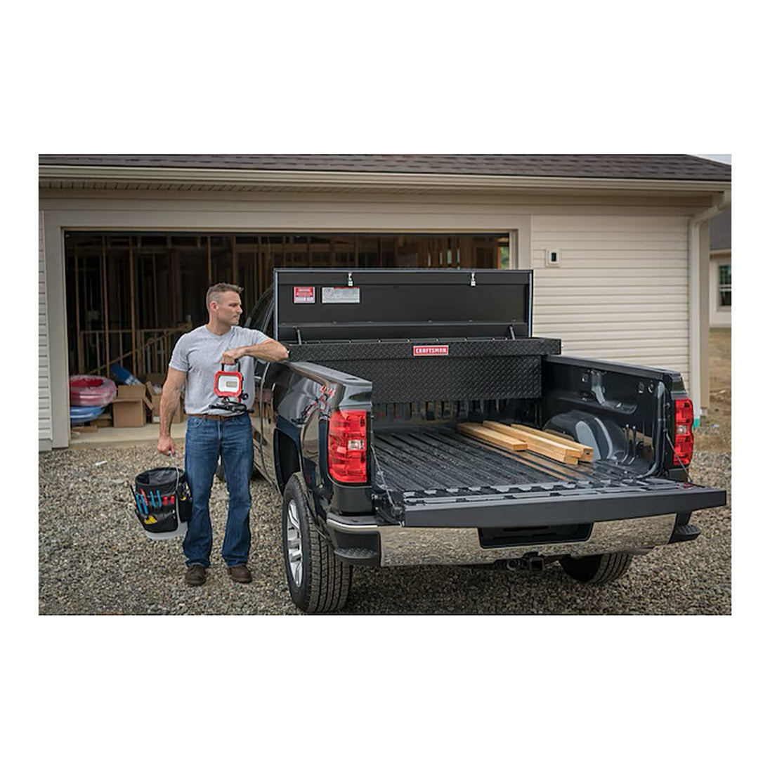 Johnkeans JK-GS-2037 – Aluminium Crossover Truck Tool Box 71" Matte Black