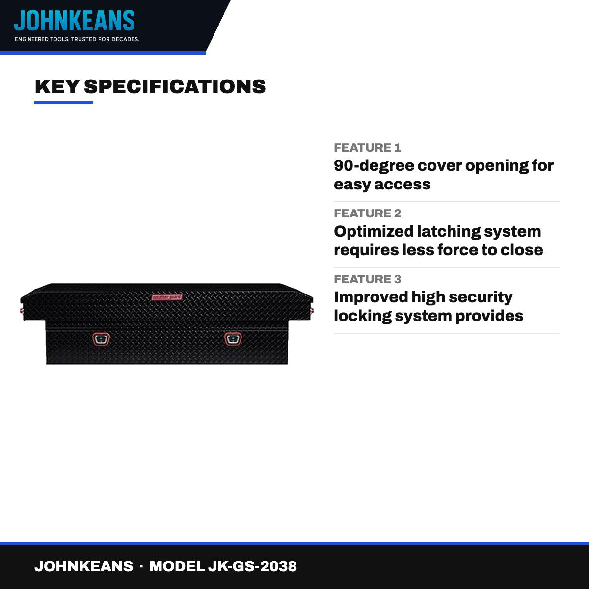 Johnkeans JK-GS-2038 – Aluminium Saddle Truck Box 72" Gloss Black