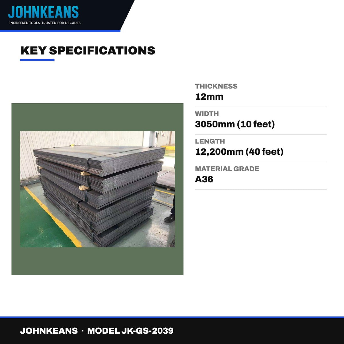 Johnkeans JK-GS-2039 – Carbon Steel Plate A36, 12 mm