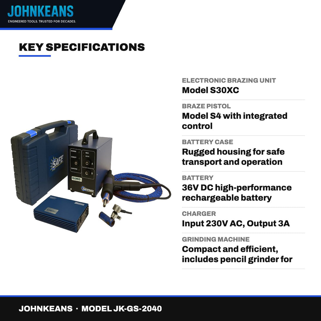 Johnkeans JK-GS-2040 – Pin Brazing Unit with Braze Pistol & Spare Parts Kit