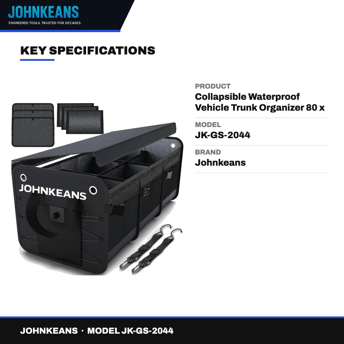 Johnkeans JK-GS-2044 – Collapsible Waterproof Vehicle Trunk Organizer 80 x 35 x 35 cm