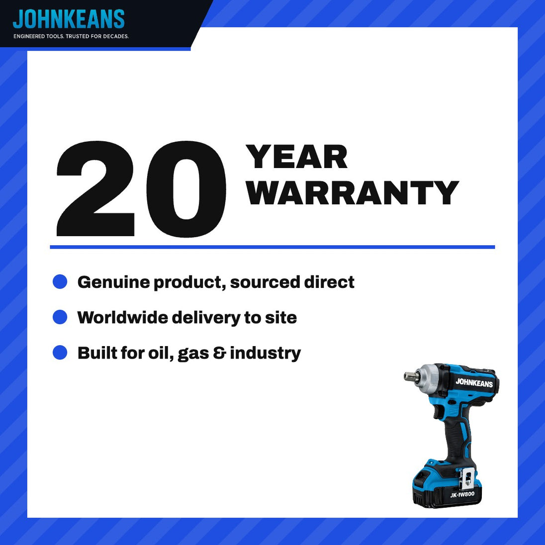 Johnkeans JK-GS-2045 – 20V Cordless Tool Kit – Angle Grinder, Impact Wrench & Grease Gun