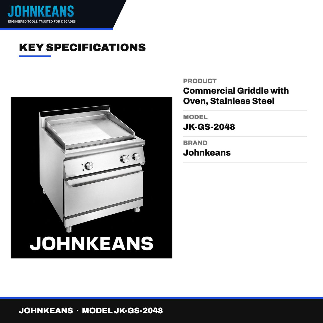 Johnkeans JK-GS-2048 – Commercial Griddle with Oven, Stainless Steel