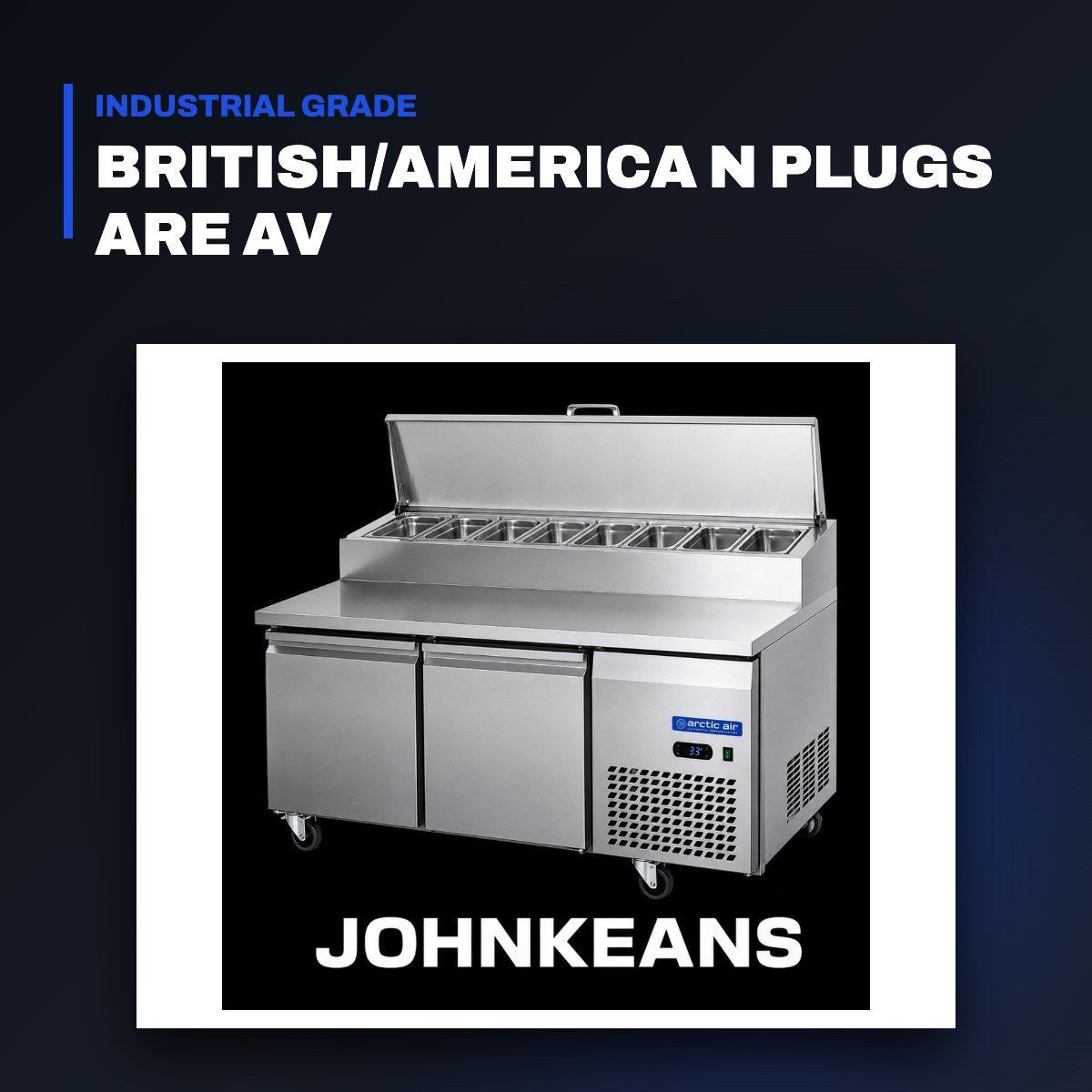 Johnkeans JK-GS-2050 – Refrigerated Prep Table with Topping Rail