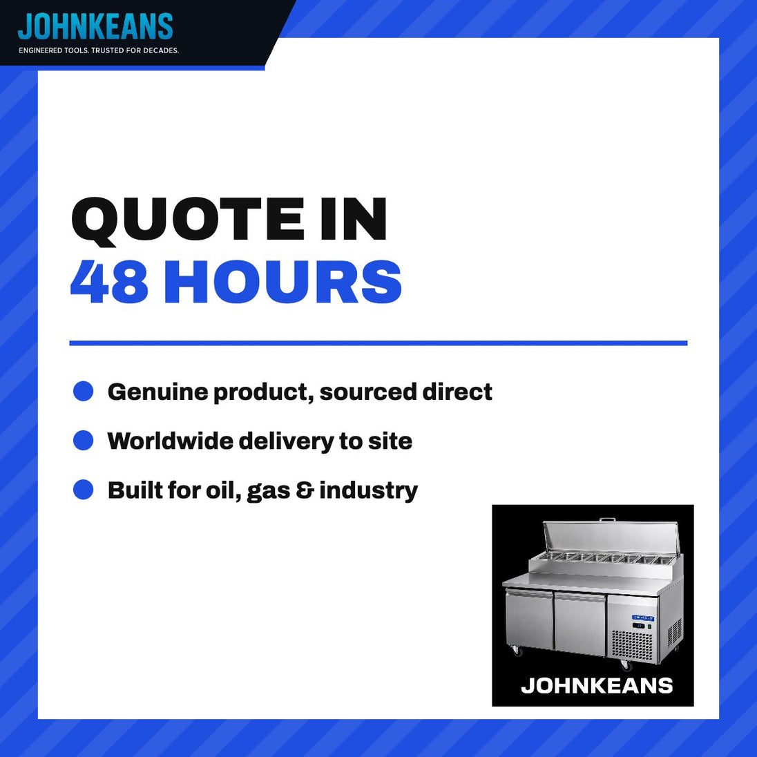 Johnkeans JK-GS-2050 – Refrigerated Prep Table with Topping Rail