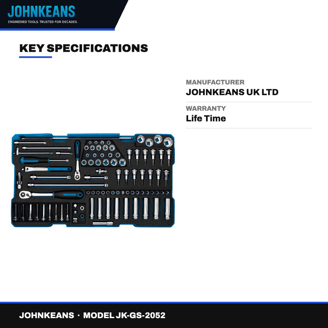 Johnkeans JK-GS-2052 – Rust Proof Starter Tool Set with Tool Box