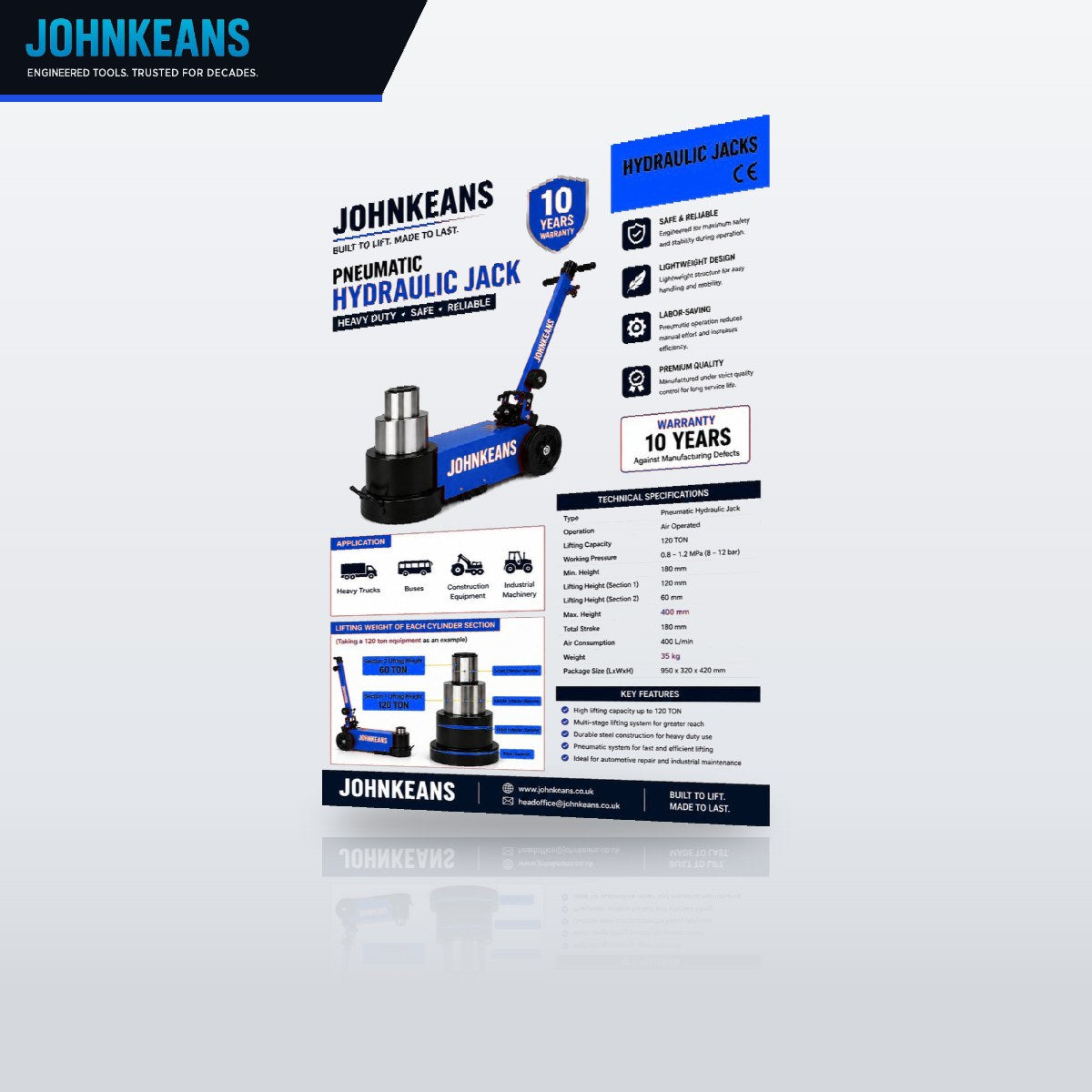 Johnkeans JK-GS-2061 – Air Hydraulic Trolley Jack 30 Ton