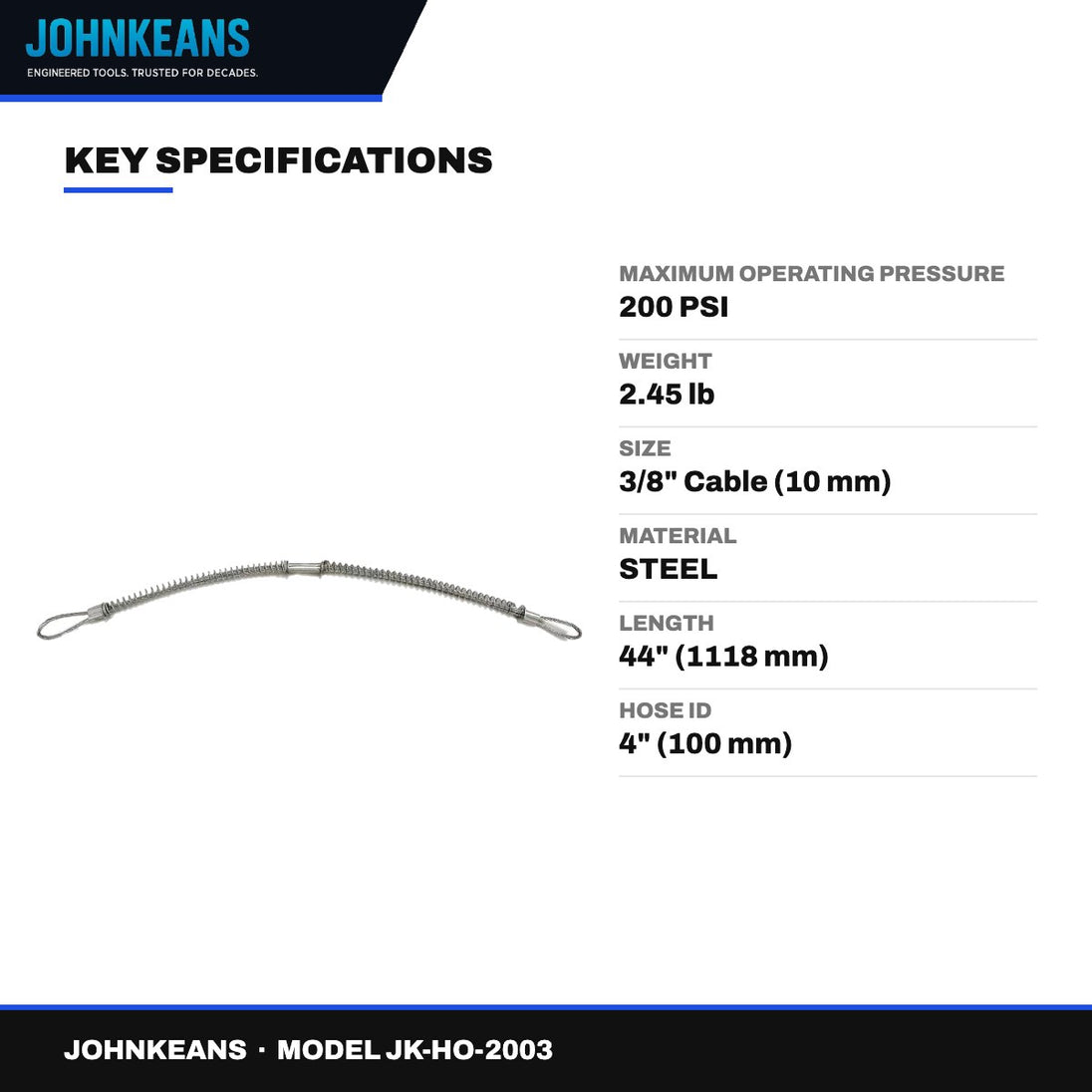 Johnkeans JK-HO-2003 – Hose Whip Check with Spring-Loaded Loops