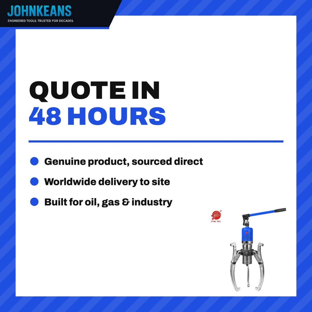 Johnkeans JK-HT-2026 – 30T Hydraulic Bearing Puller Set - Precision Bearing Removal Tool With Pressure Relief Valve & Removable Eject