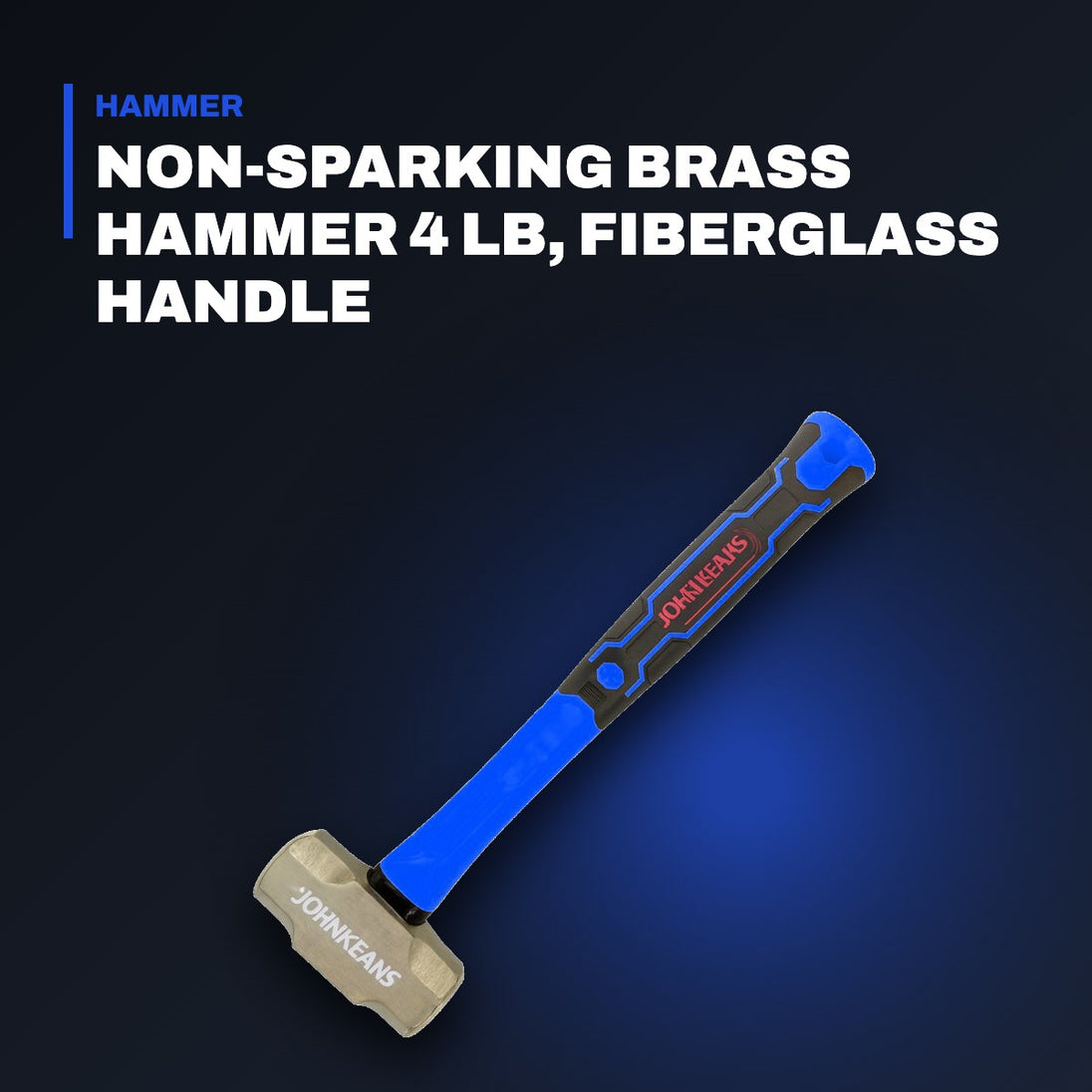 Johnkeans JK-HT-2007 – Non-Sparking Brass Hammer 4 lb, Fiberglass Handle