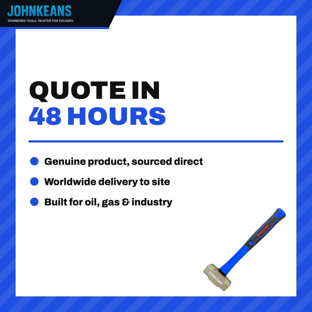 Johnkeans JK-HT-2007 – Non-Sparking Brass Hammer 4 lb, Fiberglass Handle