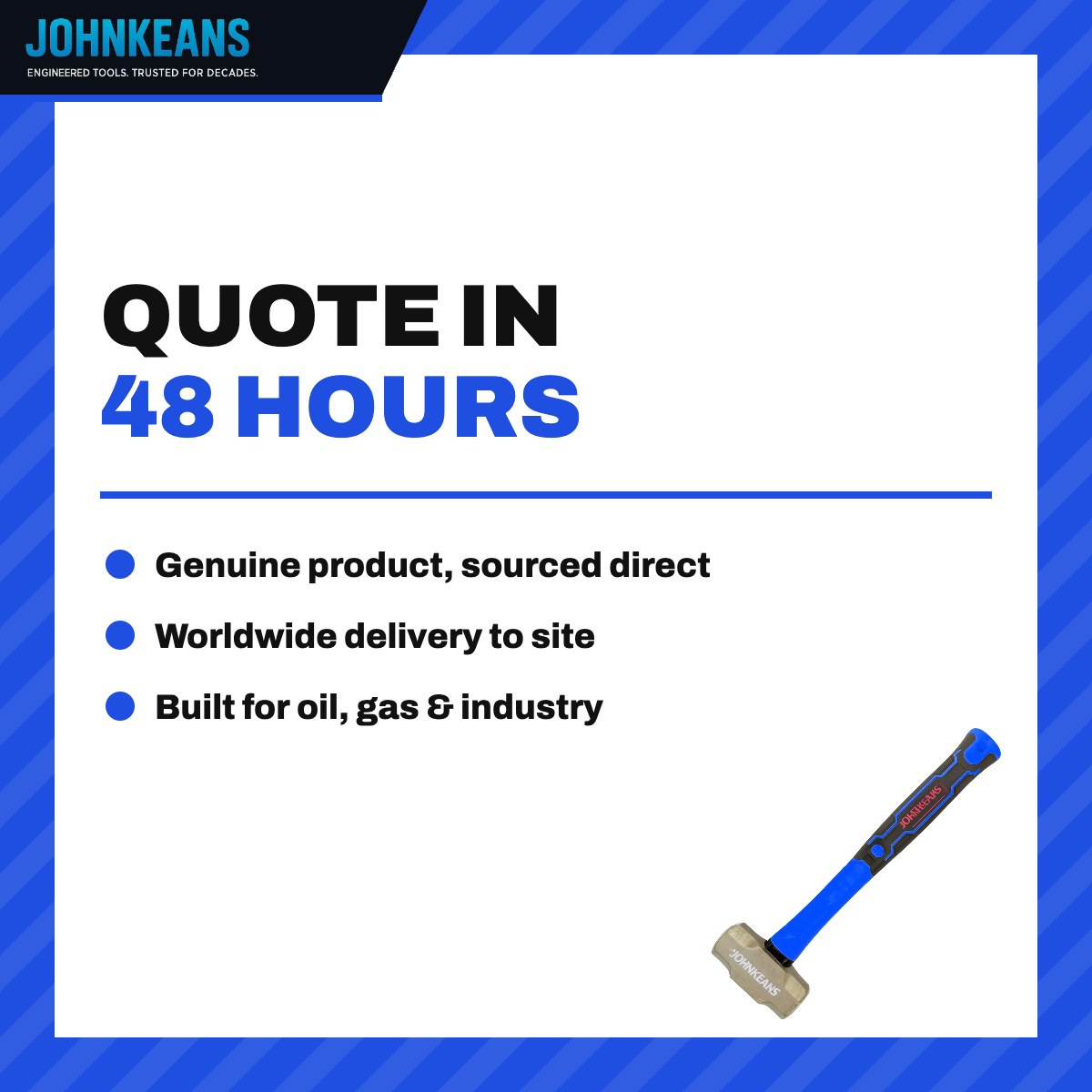 Johnkeans JK-HT-2007 – Non-Sparking Brass Hammer 4 lb, Fiberglass Handle