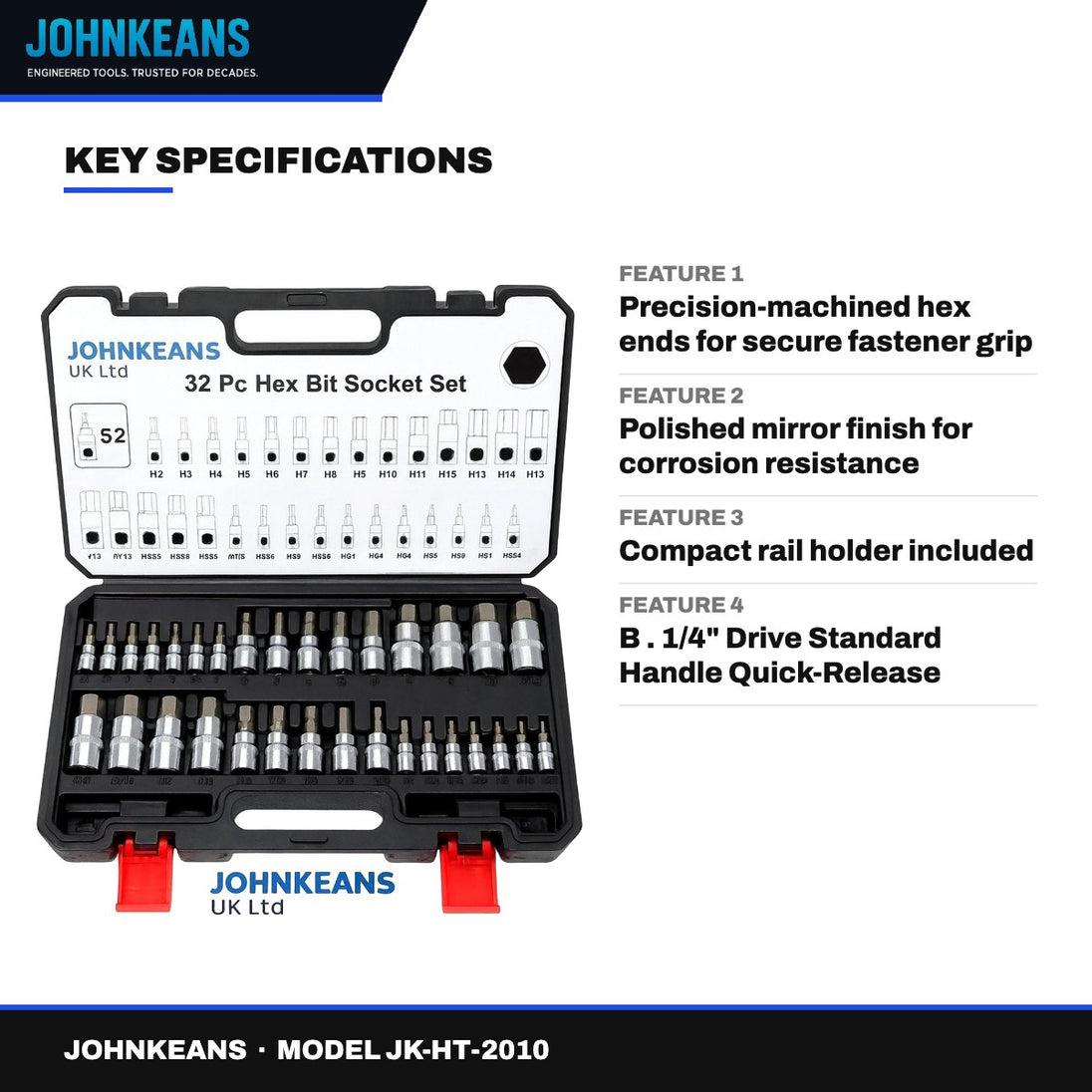 Johnkeans JK-HT-2010 – Professional Ratchet & Driver Bit Socket Combo Set