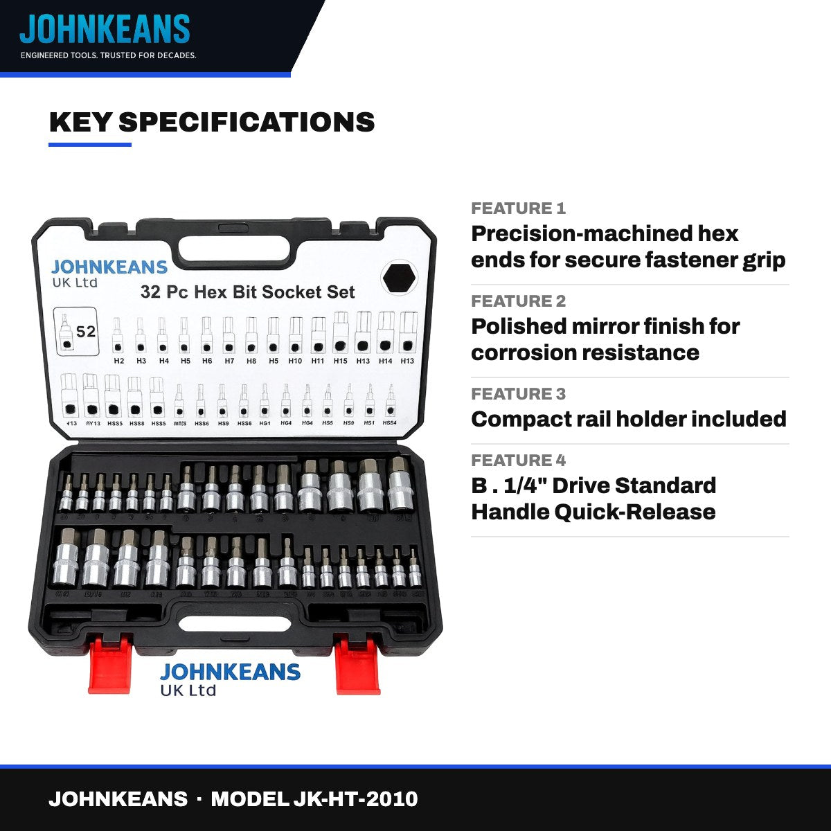 Johnkeans JK-HT-2010 – Professional Ratchet & Driver Bit Socket Combo Set