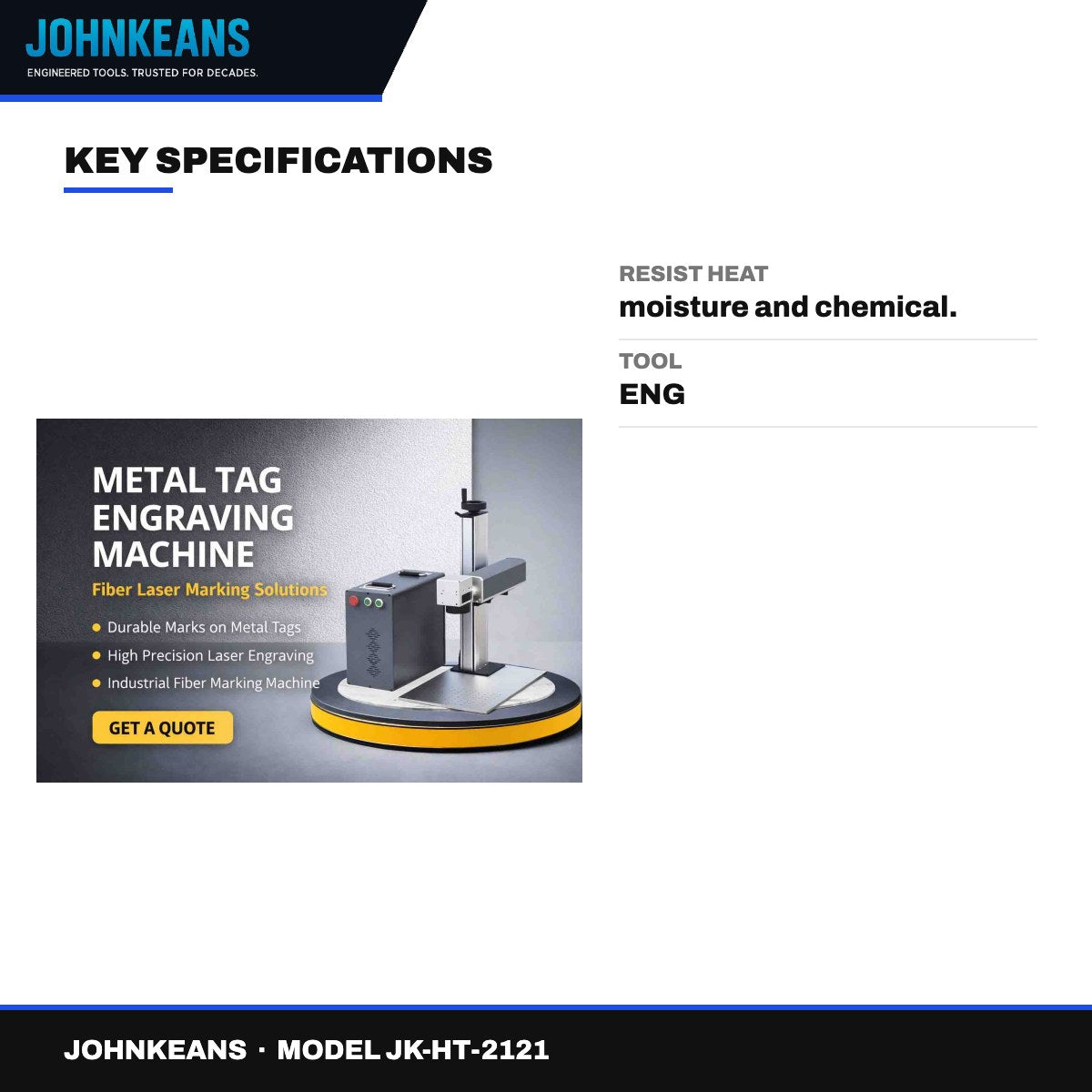 Johnkeans JK-HT-2121 – Phenolic Engraving Tag Machine User Engraving Technology (Likes Laser Or Cnc) To Create Highly Durable – Long-
