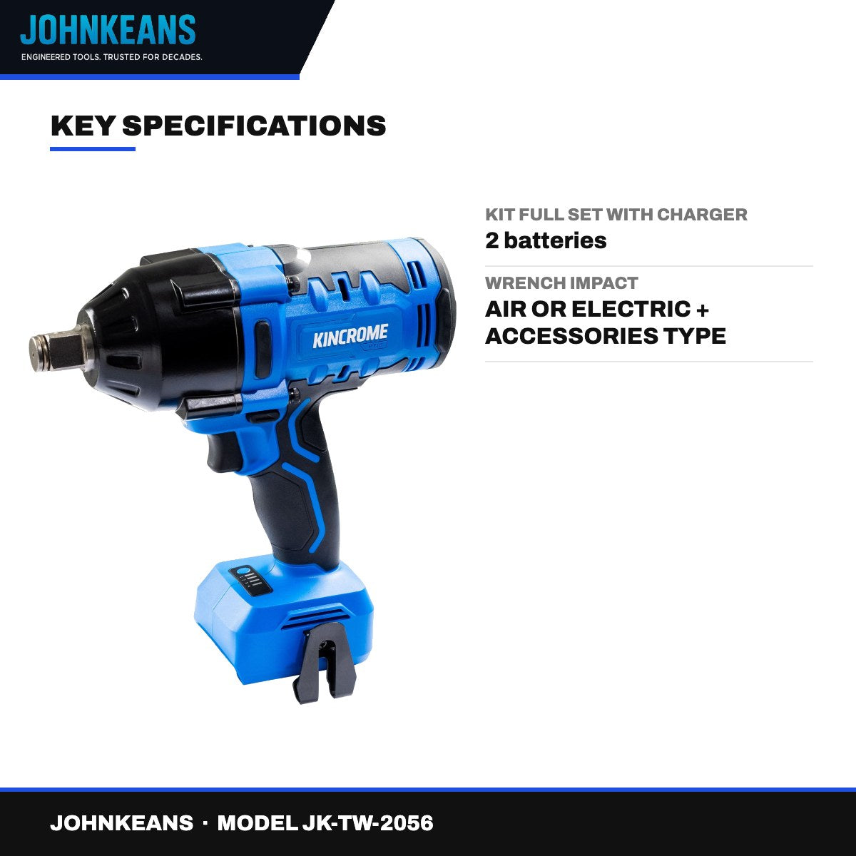 Johnkeans JK-TW-2056 – 3/4 High Torque Non Spark Brushless Impact Tool