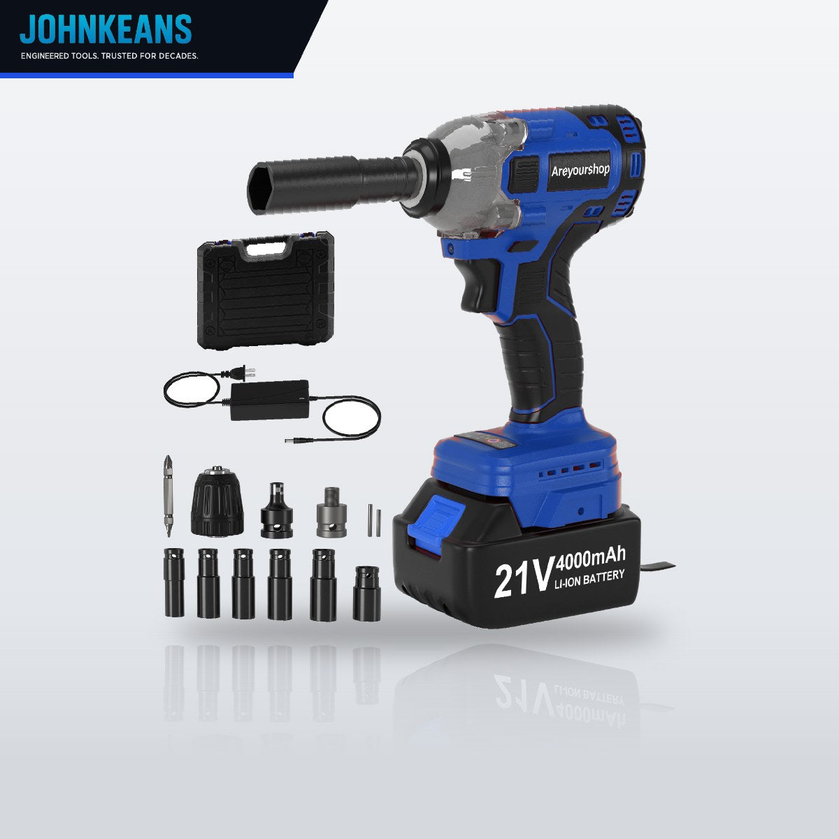 Johnkeans JK-TW-2045 – 1/2Impac Wrench Cordless High Torqe Bruchless Motor With 2 Battrey & Charger.