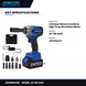 Johnkeans JK-TW-2045 – 1/2Impac Wrench Cordless High Torqe Bruchless Motor With 2 Battrey & Charger.