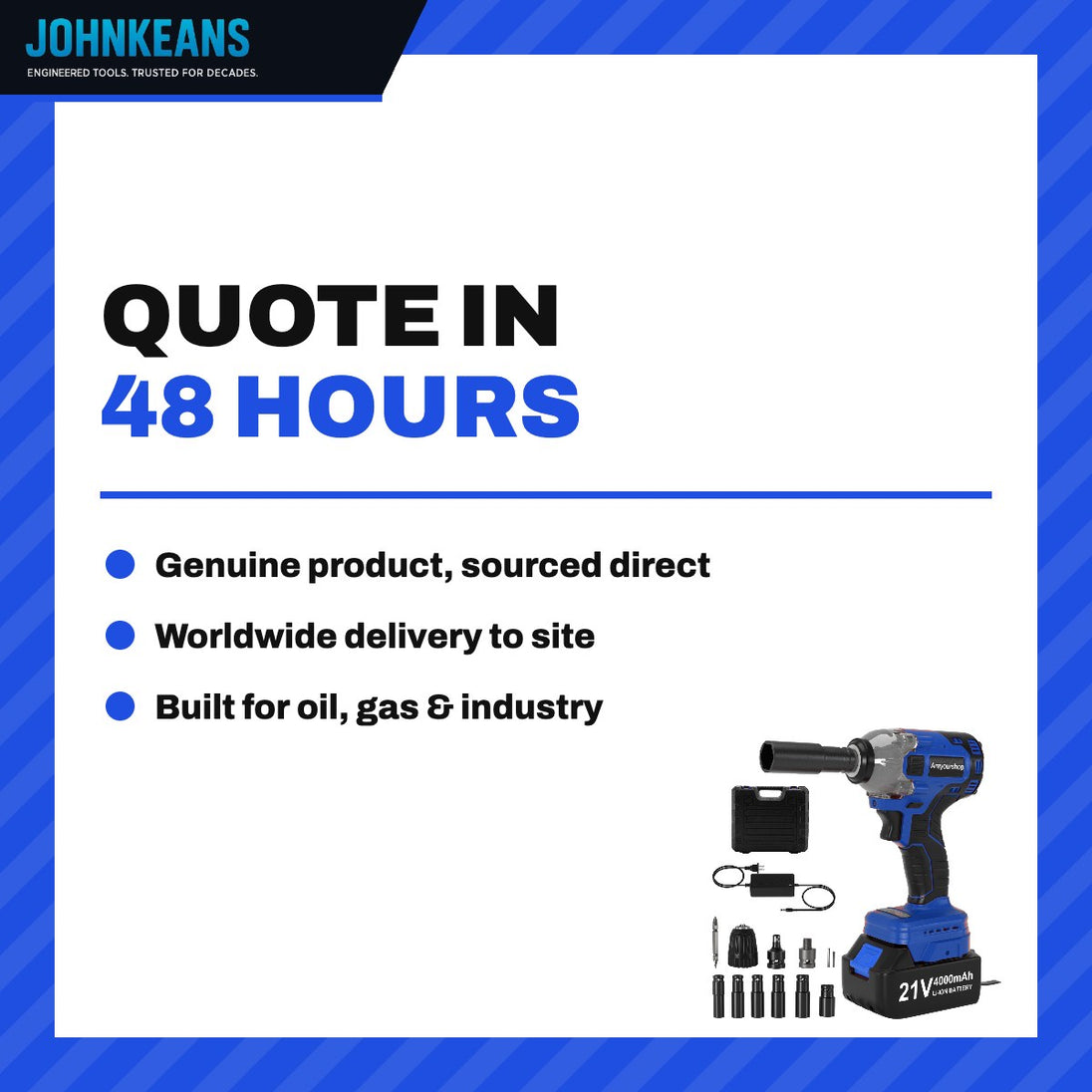 Johnkeans JK-TW-2045 – 1/2Impac Wrench Cordless High Torqe Bruchless Motor With 2 Battrey & Charger.