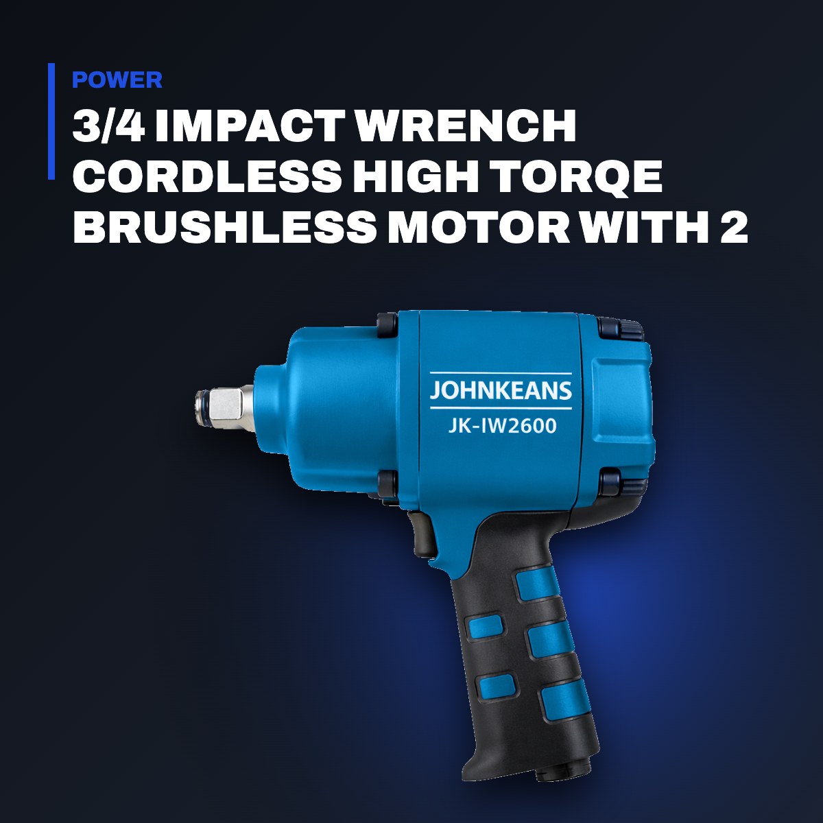 Johnkeans JK-TW-2058 – 3/4 Impact Wrench Cordless High Torqe Brushless Motor With 2 Battrey & Charger