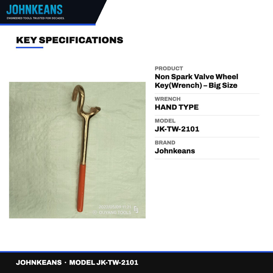 Johnkeans JK-TW-2101 – Non Spark Valve Wheel Key(Wrench) – Big Size