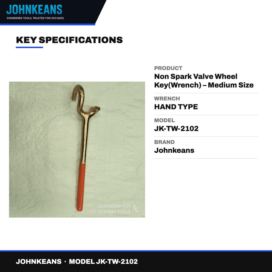 Johnkeans JK-TW-2102 – Non Spark Valve Wheel Key(Wrench) – Medium Size