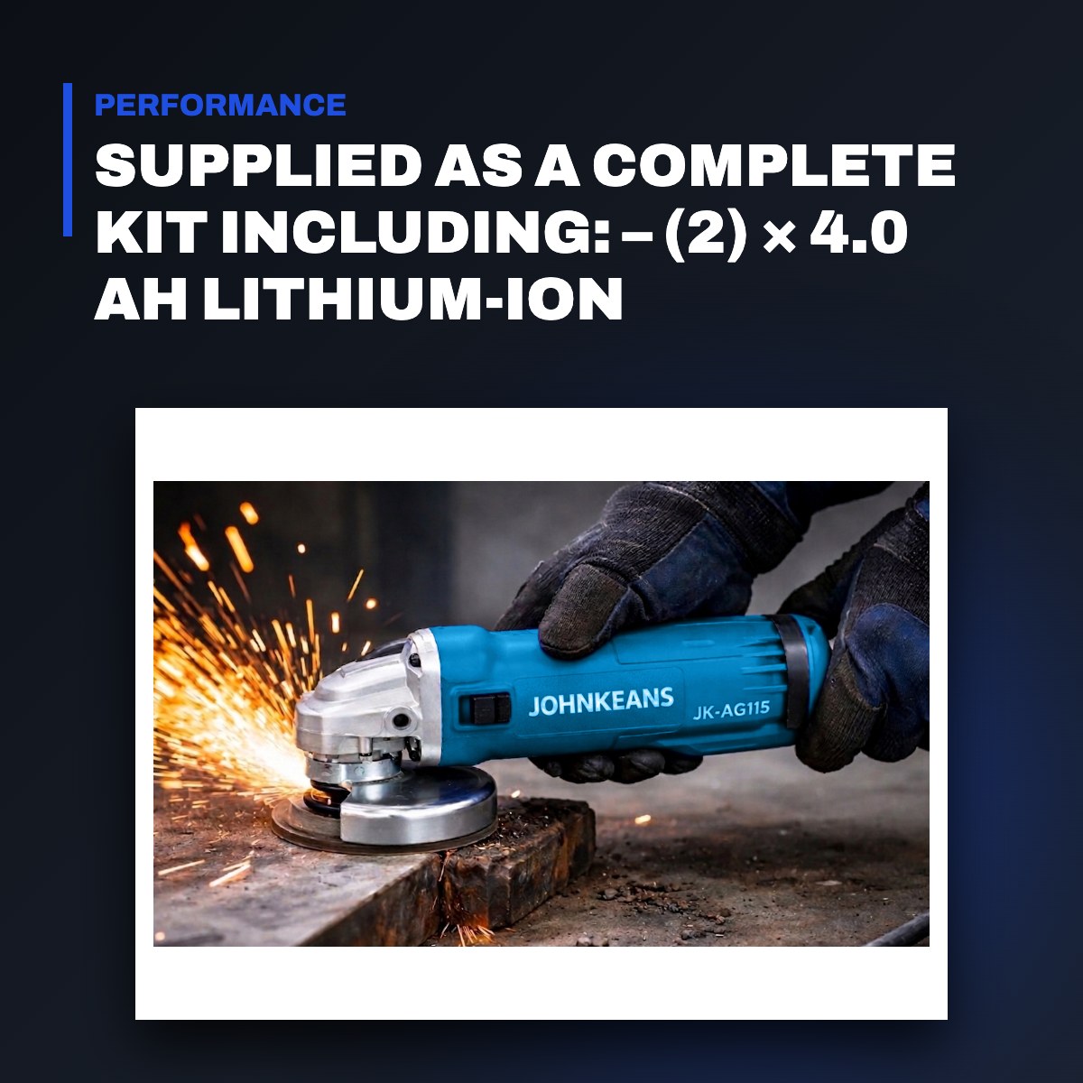 Johnkeans JK-PT-2003 – Cordless Brushless Angle Grinder 115 mm, 40V