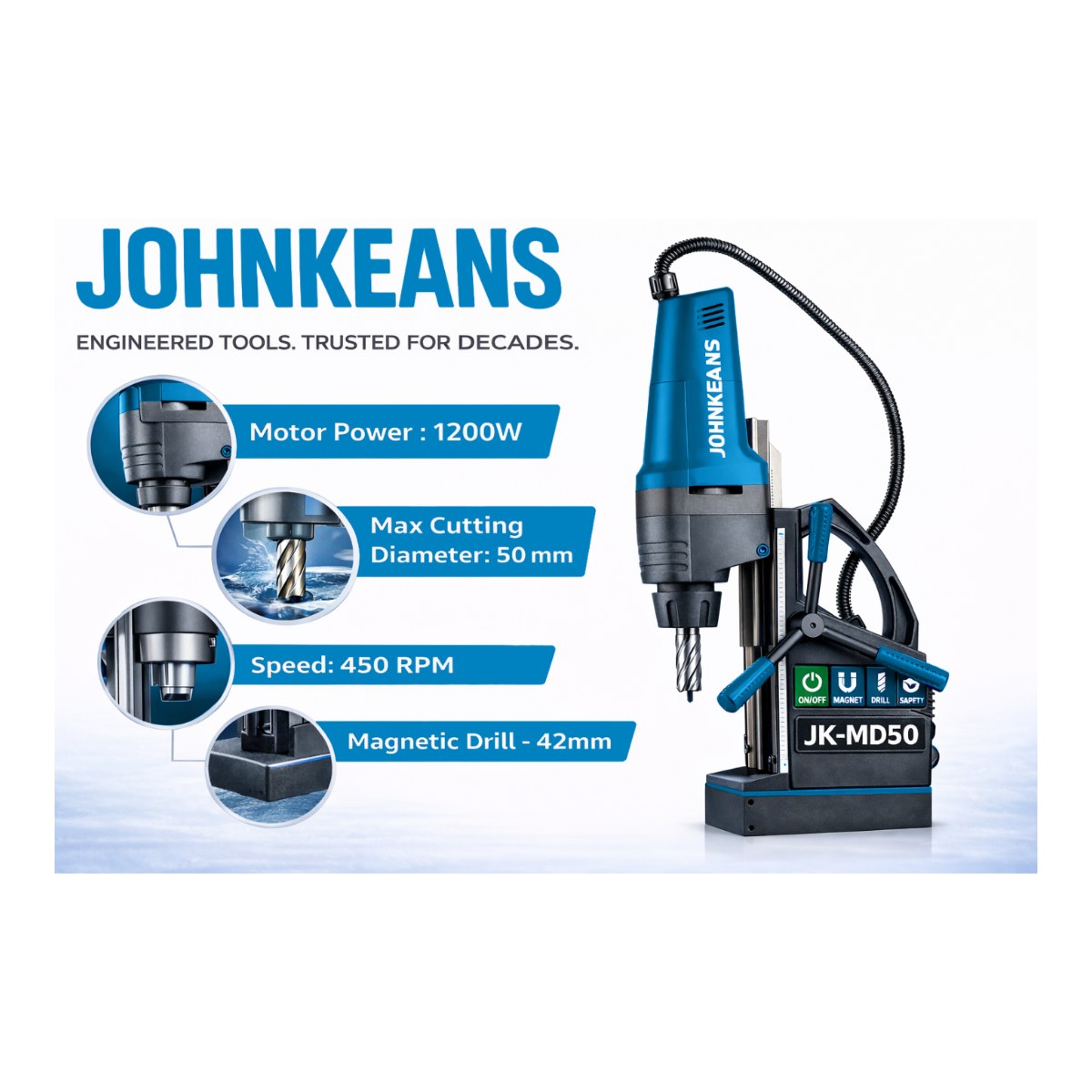 Johnkeans JK-PT-2006 – Cross Table Base Magnetic Drill Machine
