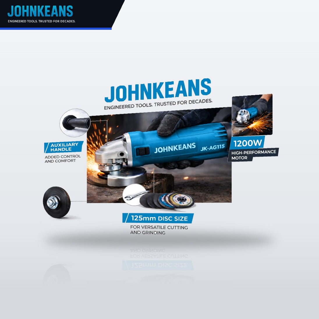 Johnkeans JK-PT-2009 – Angle Grinder 4-1/2", 12,000 RPM