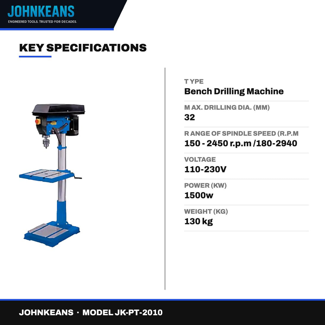 Johnkeans JK-PT-2010 – Bench Drilling Machine 32 mm
