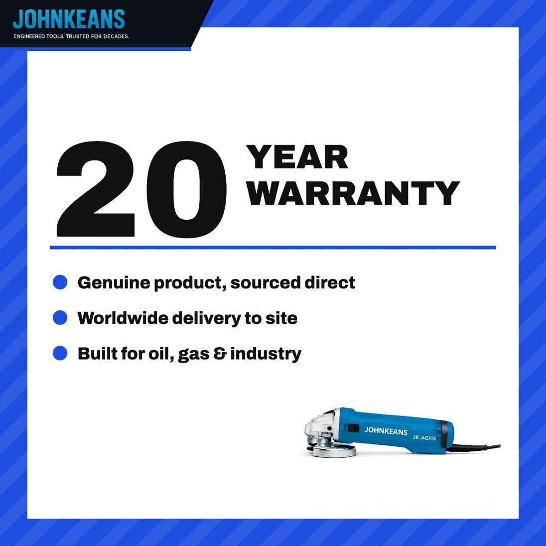 Johnkeans JK-PT-2028 – Electric Angle Grinder 4-1/2", 11,000 RPM