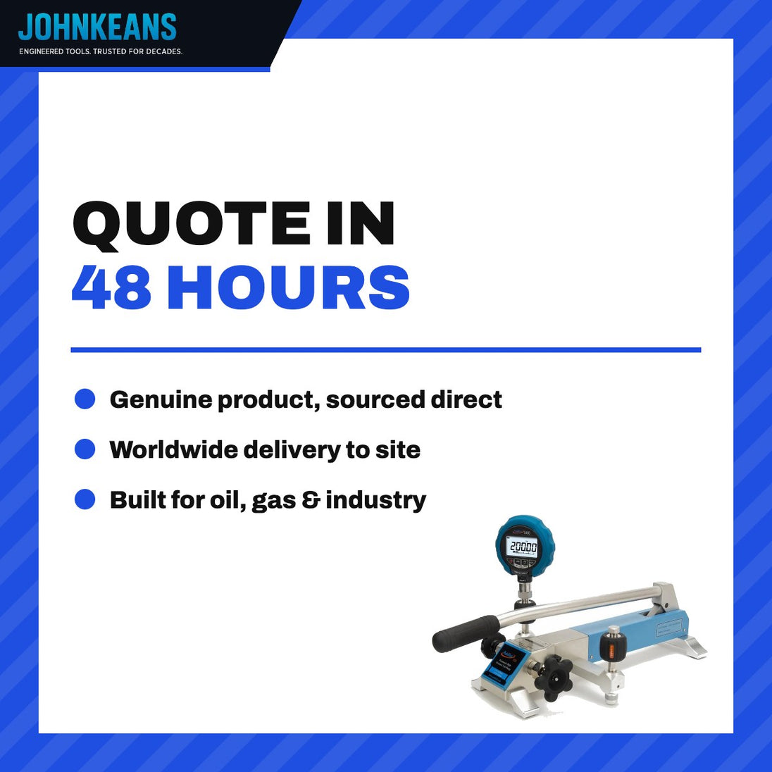 Johnkeans JK-PU-2003 – Benchtop Pneumatic High Pressure Calibration Pump, Vacuum to 200 Bar