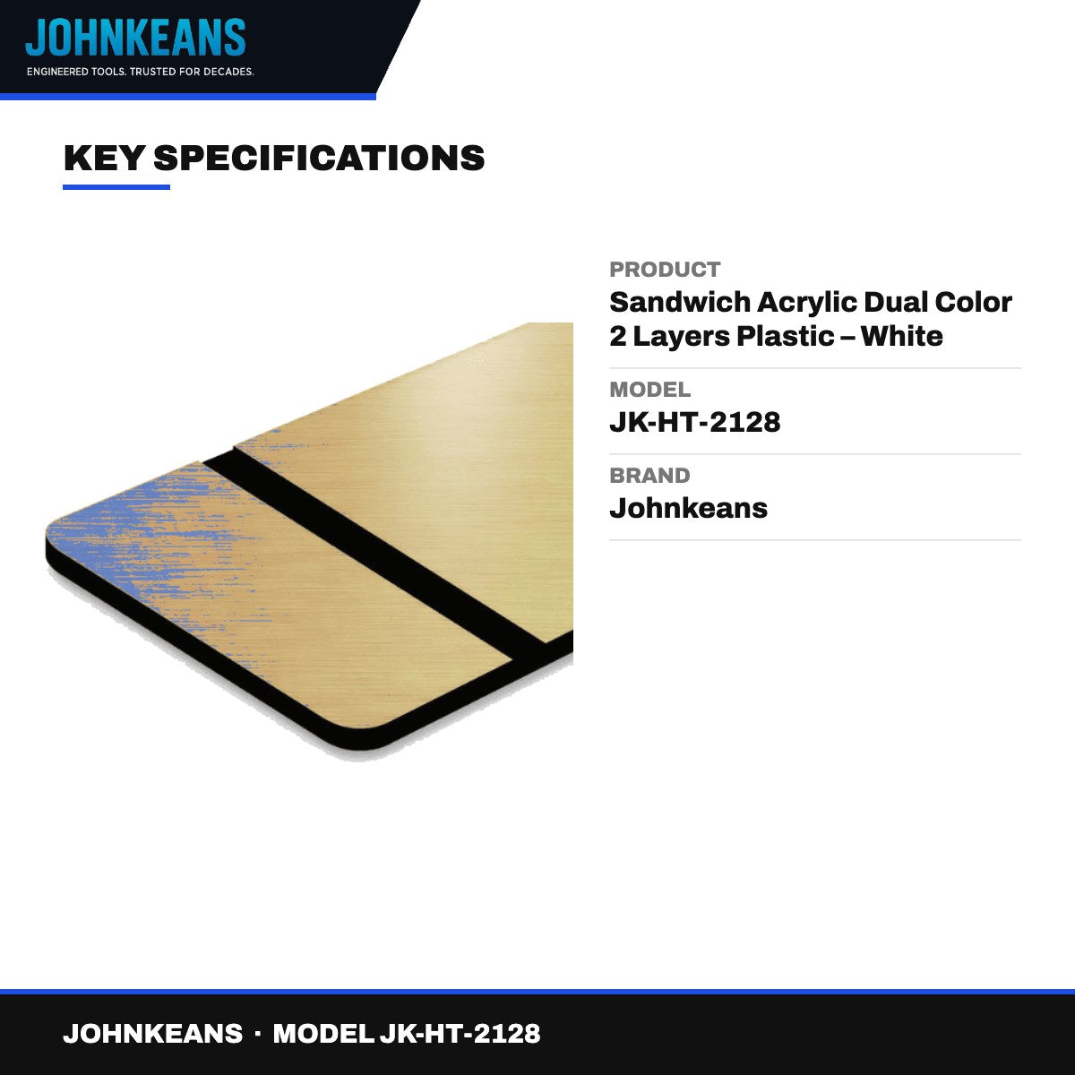 Johnkeans JK-HT-2128 – Sandwich Acrylic Dual Color 2 Layers Plastic – White Color 30*40 Cm 1.5Mm