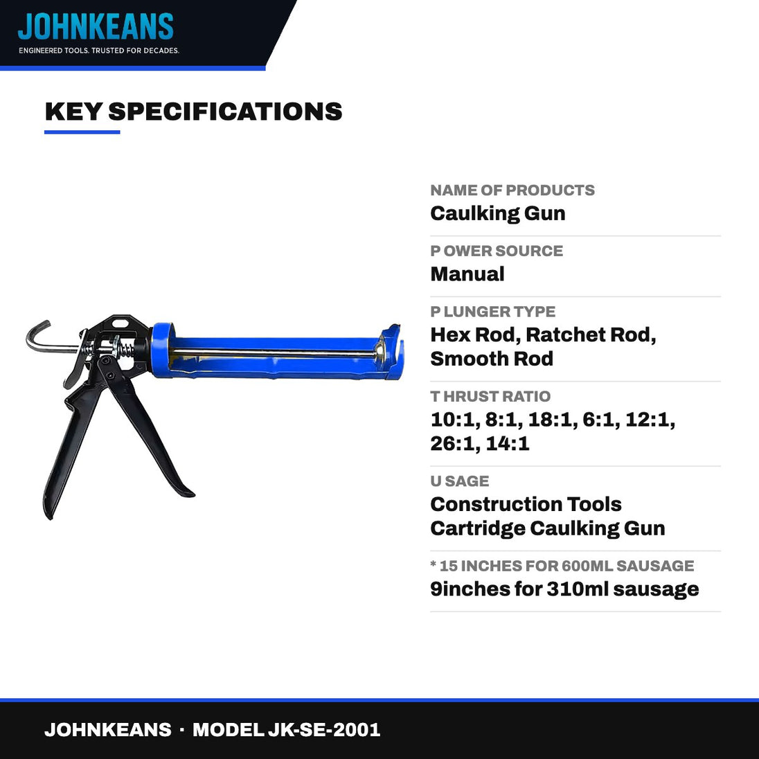 Johnkeans JK-SE-2001 – Professional Caulking Gun