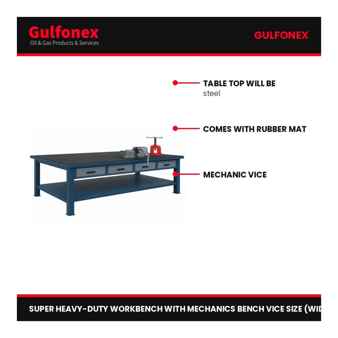 Johnkeans JK-GS-2114 – Super Heavy Duty Workbench With Mechanics Bench Vice Size (Width X Depth X Height) – 1200 X 600 X 850Mm