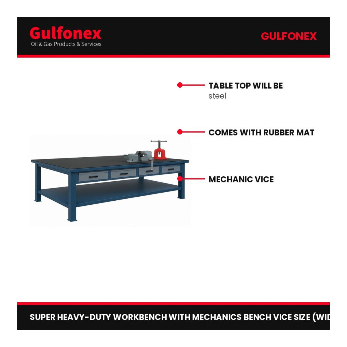 Johnkeans JK-GS-2114 – Super Heavy Duty Workbench With Mechanics Bench Vice Size (Width X Depth X Height) – 1200 X 600 X 850Mm